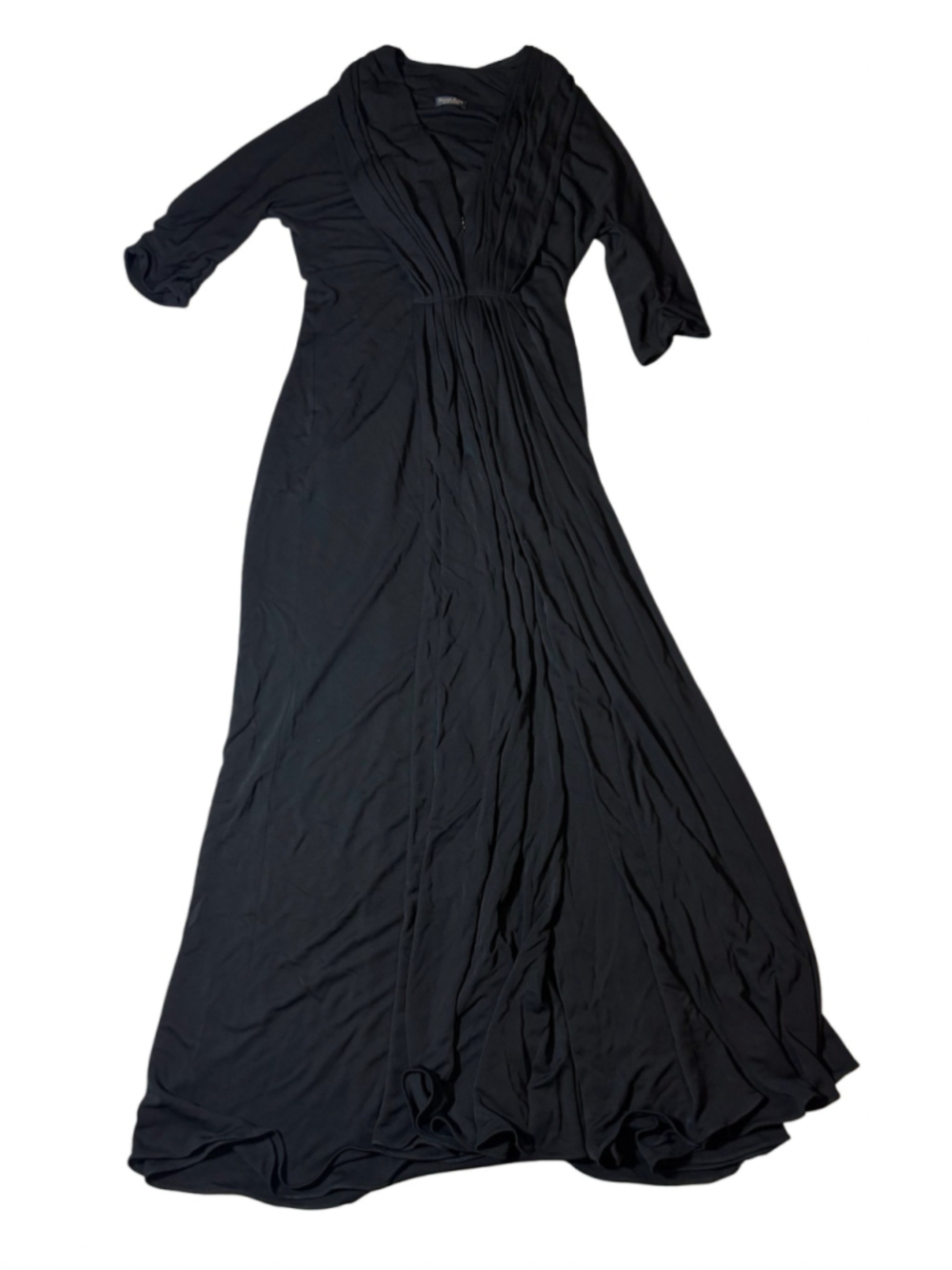 Reem Acra Black Draped Goddess Maxi Dress Dark Romantic Avant Garde